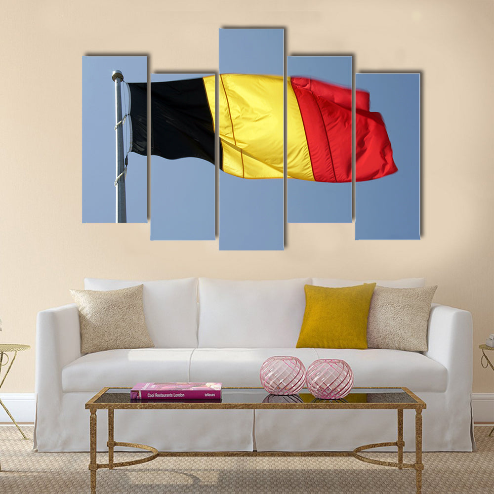 German National Flag On The Flag Pole Multi Panel Canvas Wall Art