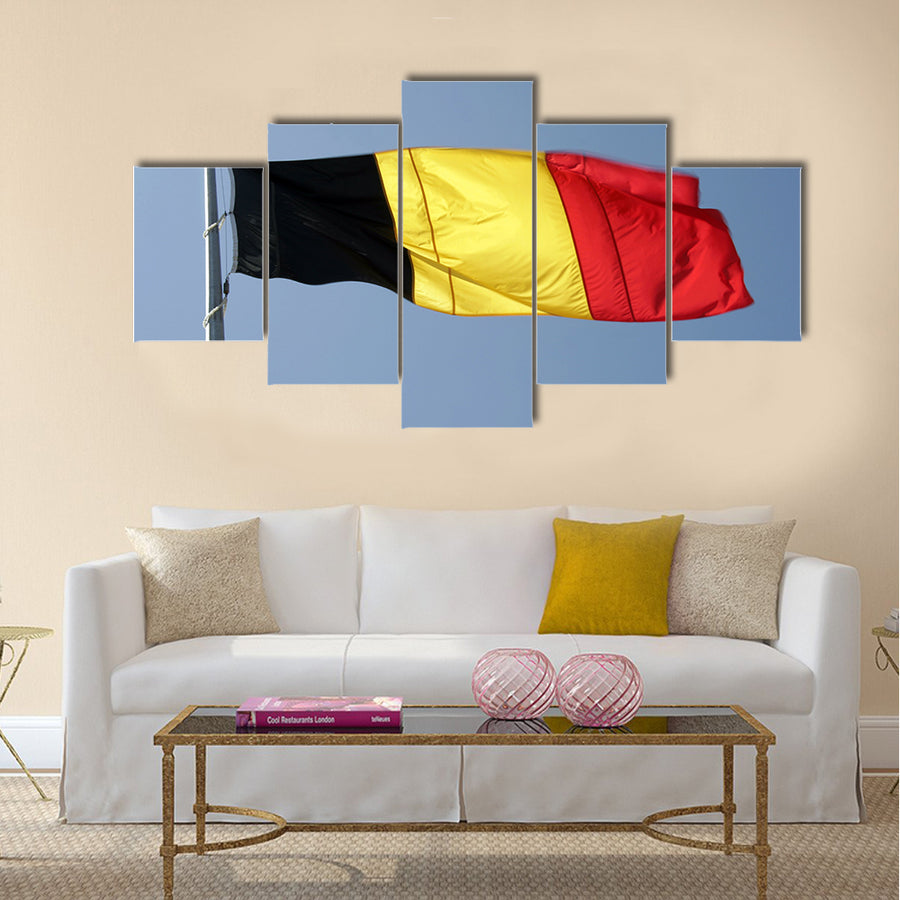 German National Flag On The Flag Pole Multi Panel Canvas Wall Art
