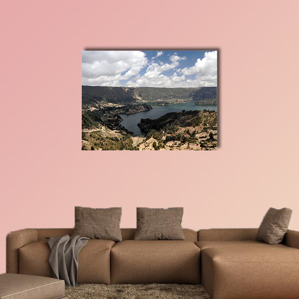 Large panorama photo of Wenchi Crater Lake Multi panel canvas wall art