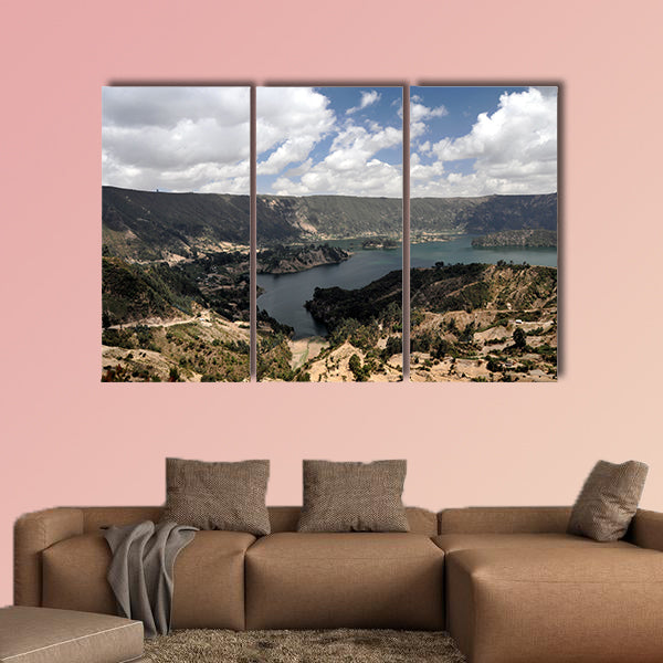 Large panorama photo of Wenchi Crater Lake Multi panel canvas wall art