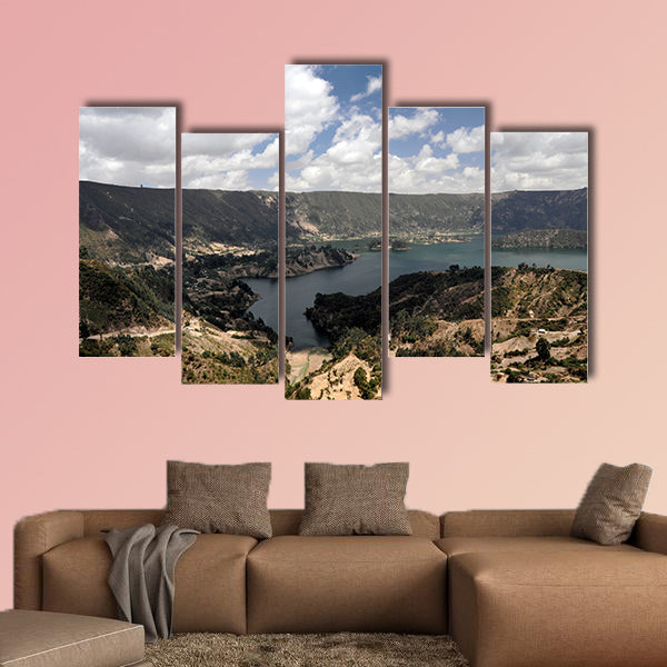 Large panorama photo of Wenchi Crater Lake Multi panel canvas wall art