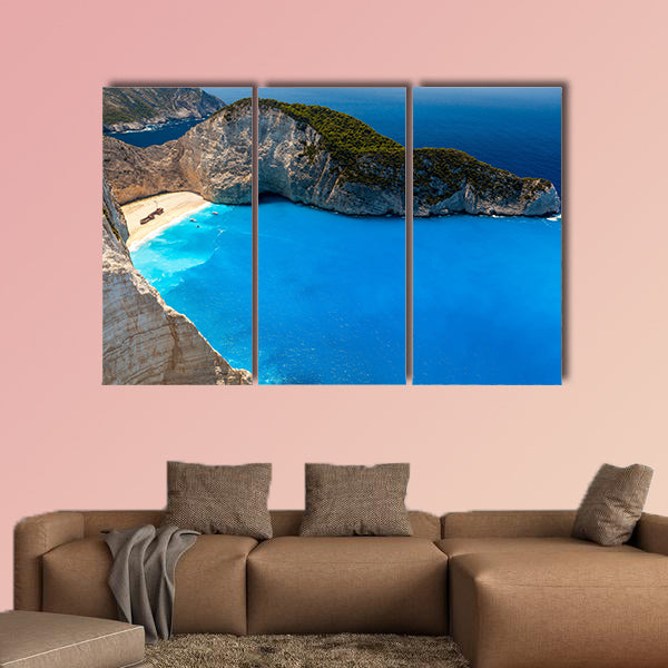 Amazing beach Navagio in Zakynthos, Greece multi panel canvas wall art