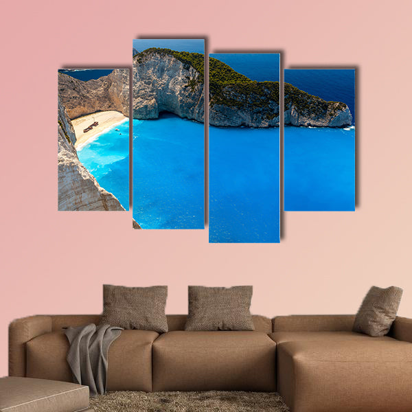 Amazing beach Navagio in Zakynthos, Greece multi panel canvas wall art