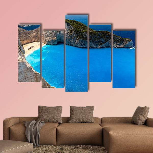 Amazing beach Navagio in Zakynthos, Greece multi panel canvas wall art