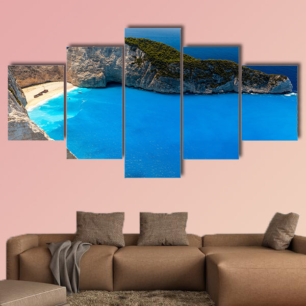 Amazing beach Navagio in Zakynthos, Greece multi panel canvas wall art