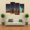 Manhattan Skyline and the Statue of Liberty at Night, New York City Multi panel canvas Wall art