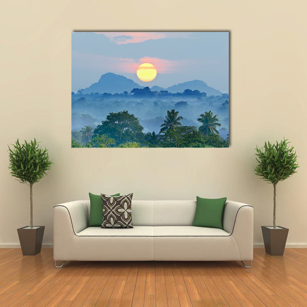 Sunrise in the jungles of Sri Lanka Multi Panel Canvas Wall Art