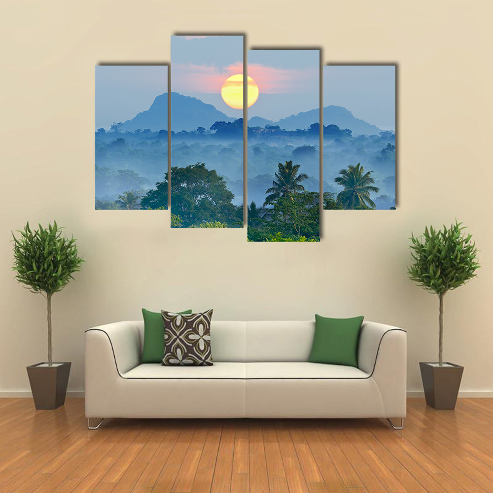Sunrise in the jungles of Sri Lanka Multi Panel Canvas Wall Art