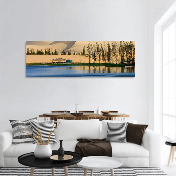 White sand dune in Mui Ne, Vietnam panoramic canvas wall art