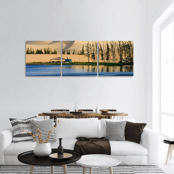 White sand dune in Mui Ne, Vietnam panoramic canvas wall art