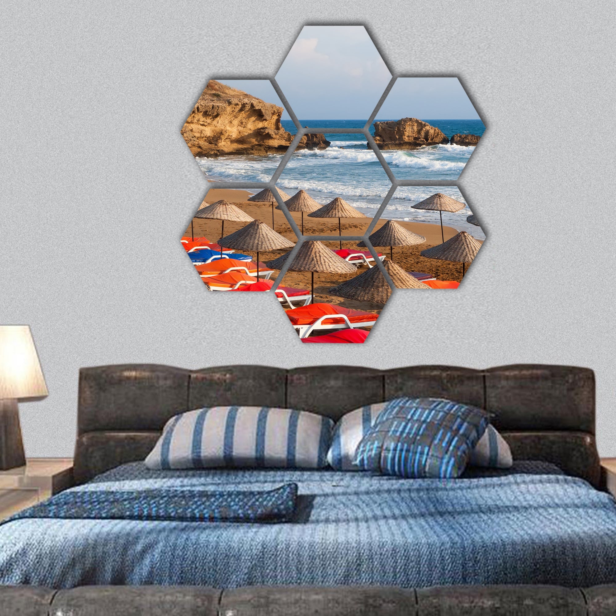 Sea Sun Beach hexagonal canvas wall art