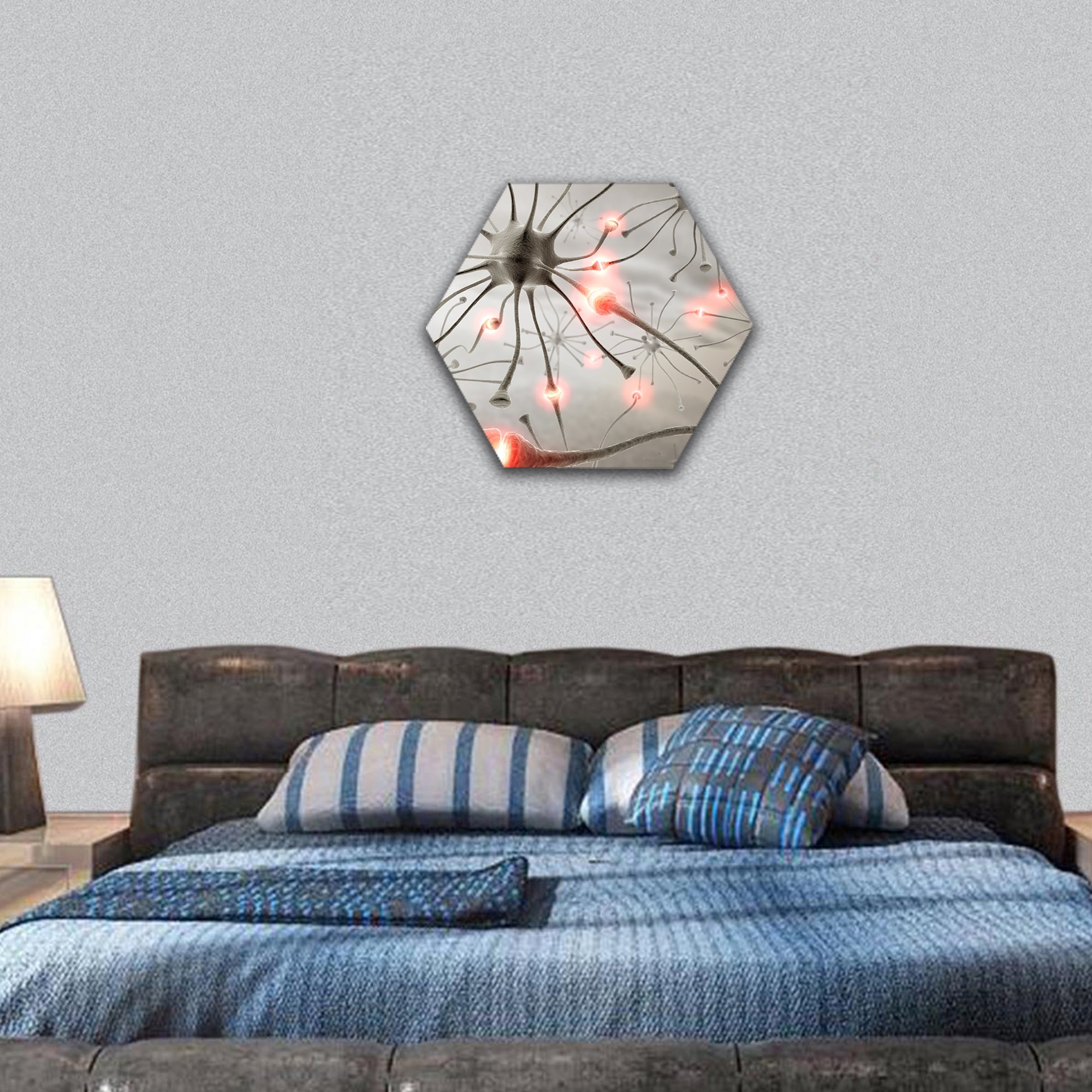 hardwired neurons , transferring pulses hexagonal canvas wall art