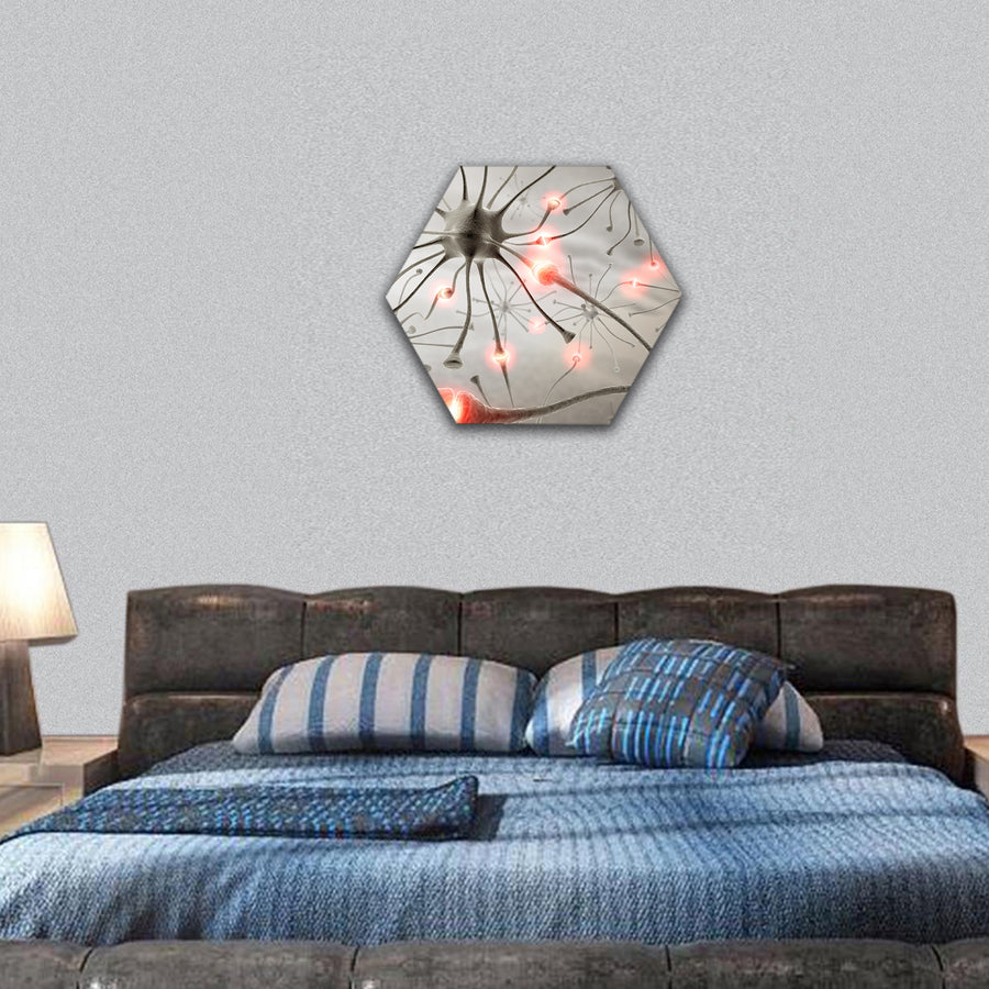hardwired neurons , transferring pulses hexagonal canvas wall art