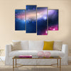 100 Vector Blue Beautiful Glowing Galaxy with Stars Multi Panel Canvas Wall Art