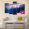 100 Vector Blue Beautiful Glowing Galaxy with Stars Multi Panel Canvas Wall Art