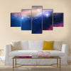 100 Vector Blue Beautiful Glowing Galaxy with Stars Multi Panel Canvas Wall Art