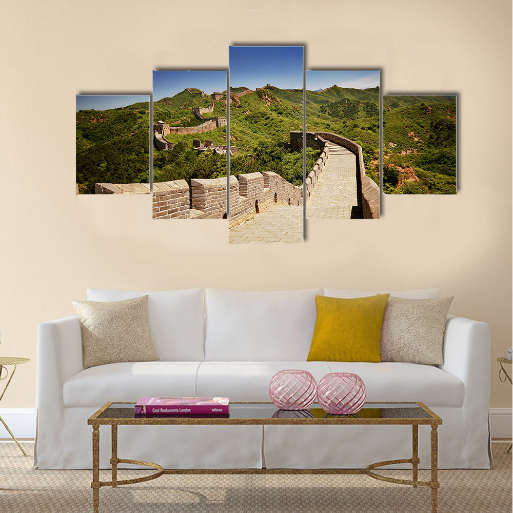 View of Great Wall of China near Jinshanling on a sunny day multi panel canvas wall art