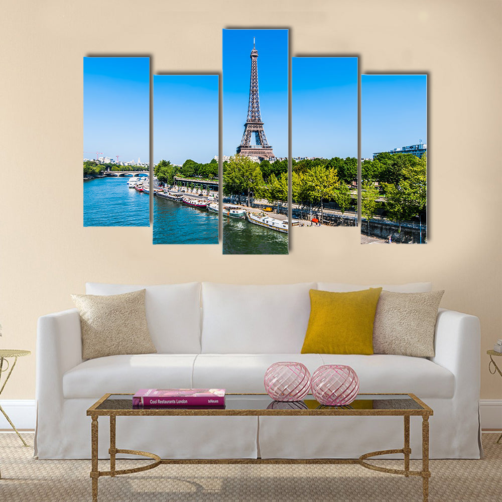 The Eiffel tower in the city of Paris in France Multi panel canvas wall art