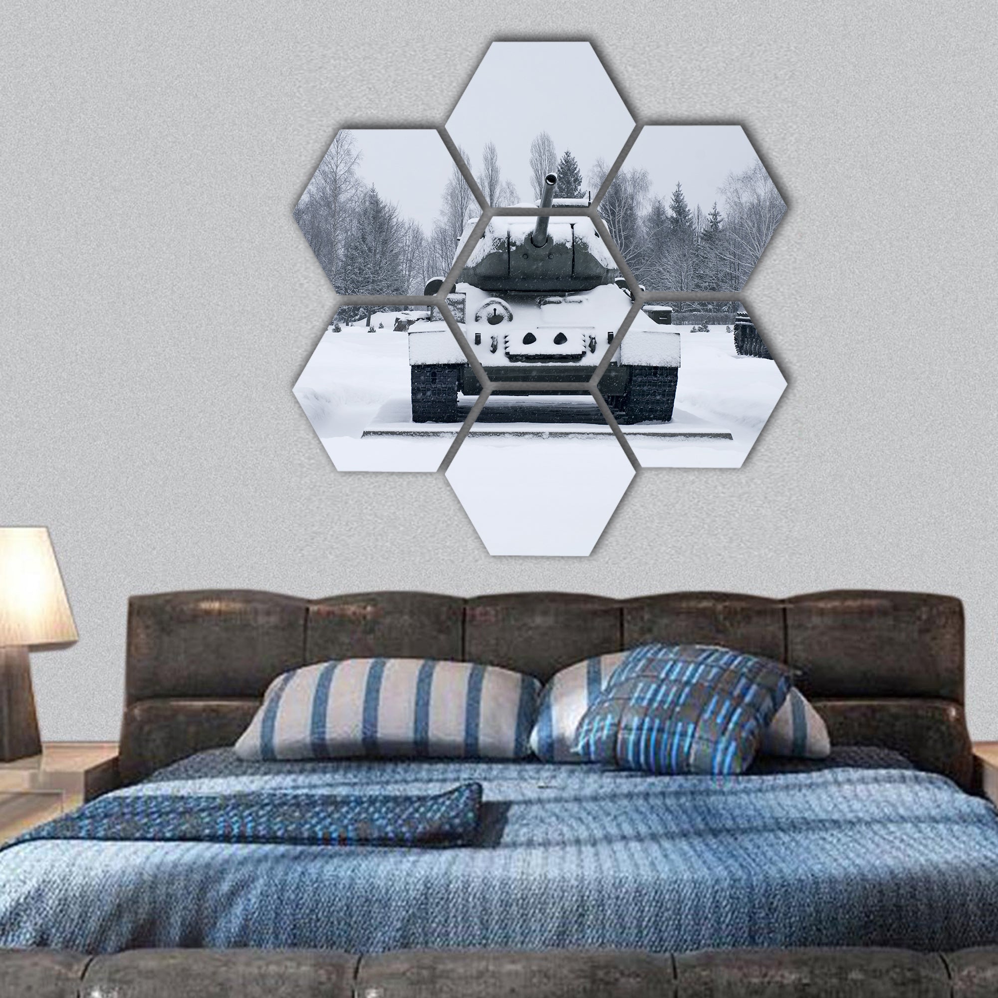 Russian Tanks in Prokhorovka hexagonal canvas wall art