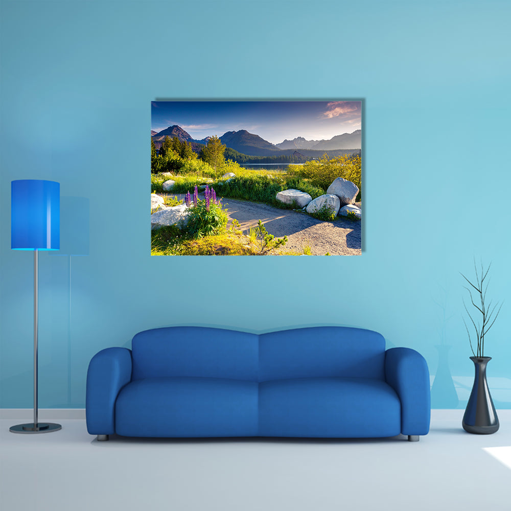 Mountain Lake in National Park High Tatra Strbske Pleso, multi panel canvas wall art