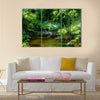 Rivulet in thick forest, oil painting sketch Multi Panel Canvas Wall Art