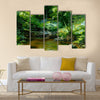 Rivulet in thick forest, oil painting sketch Multi Panel Canvas Wall Art