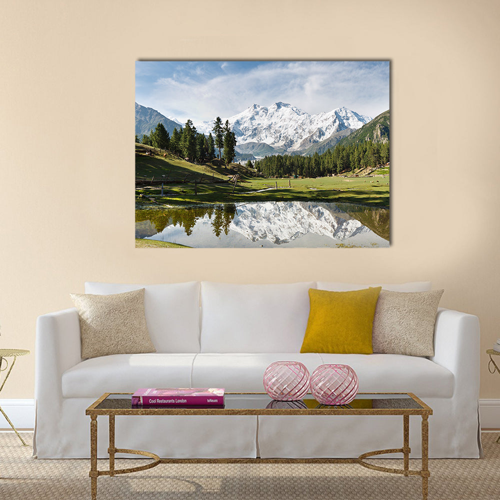 Nanga Parbat reflected in a pond at Fairy Meadows  multi panel canvas wall art