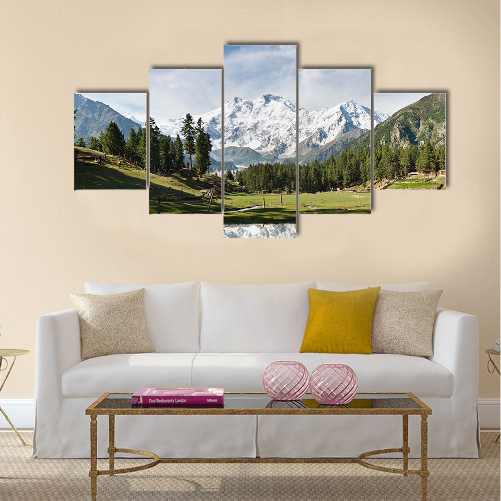 Nanga Parbat reflected in a pond at Fairy Meadows  multi panel canvas wall art