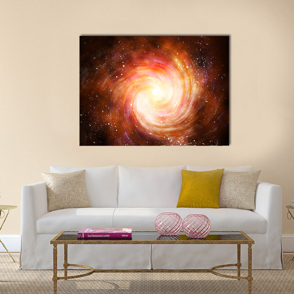 Spiral galaxy in space with stars Multi Panel Canvas Wall Art