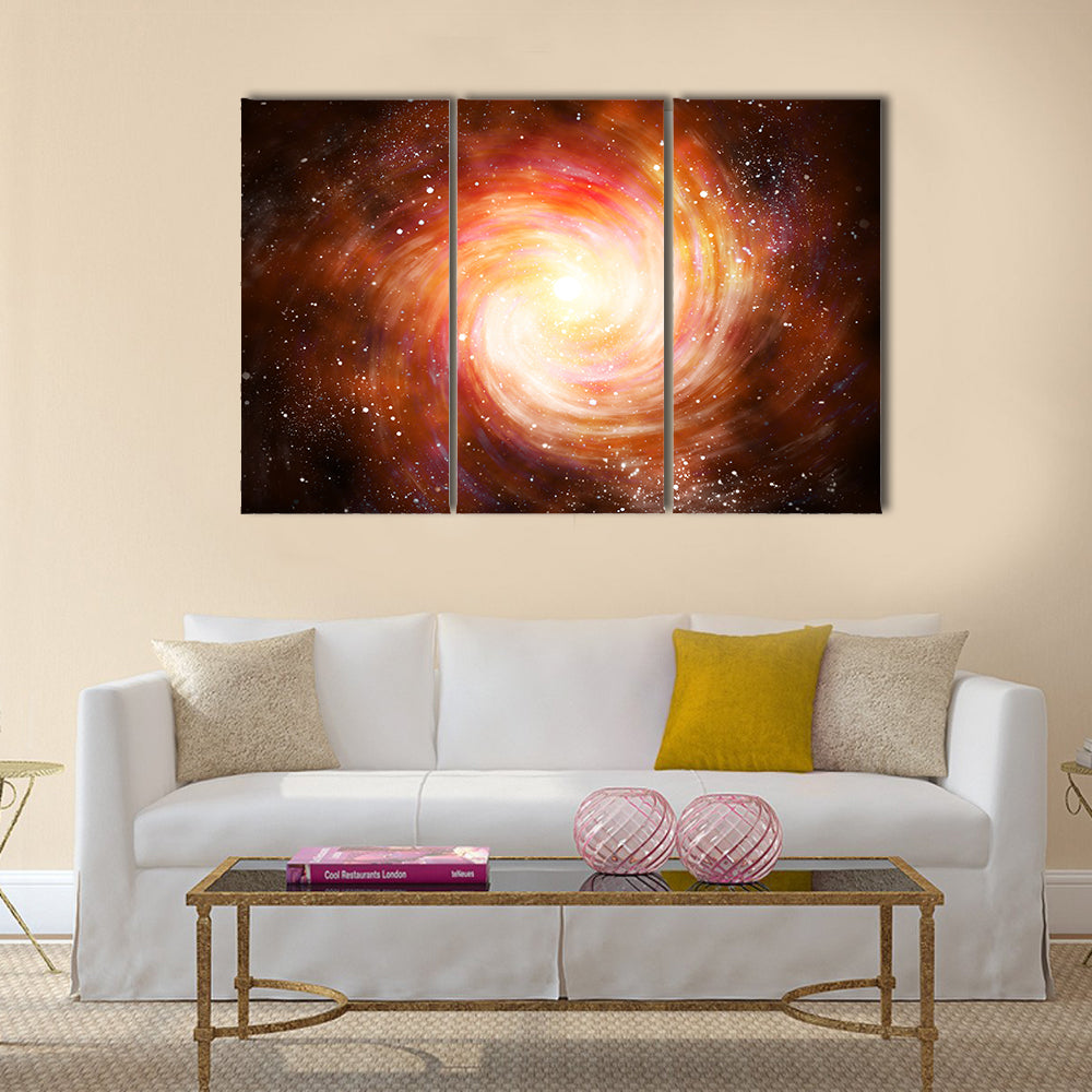 Spiral galaxy in space with stars Multi Panel Canvas Wall Art