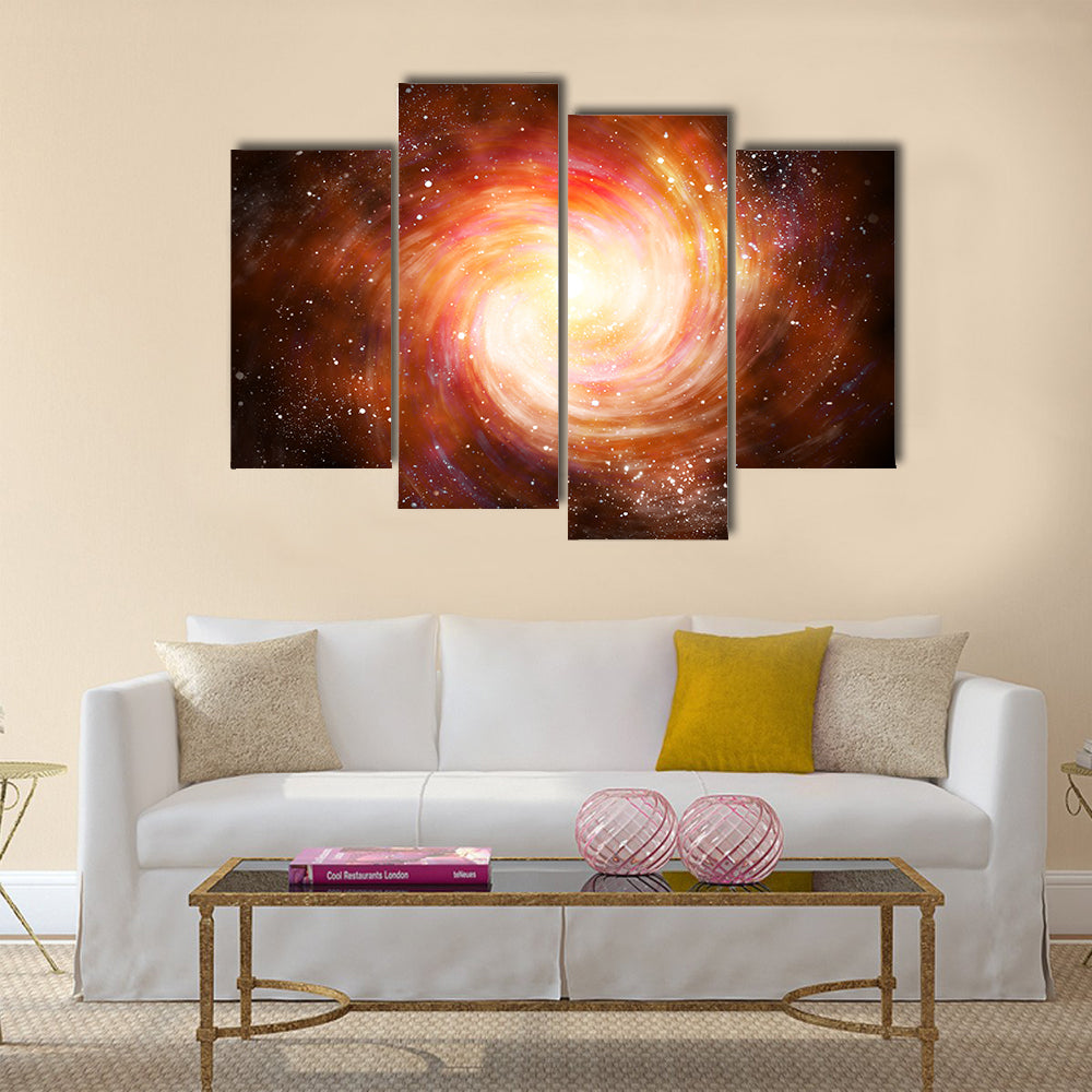Spiral galaxy in space with stars Multi Panel Canvas Wall Art