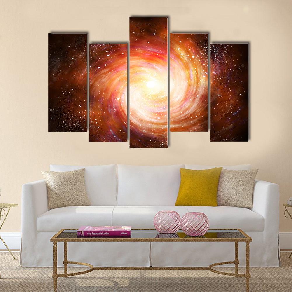Spiral galaxy in space with stars Multi Panel Canvas Wall Art