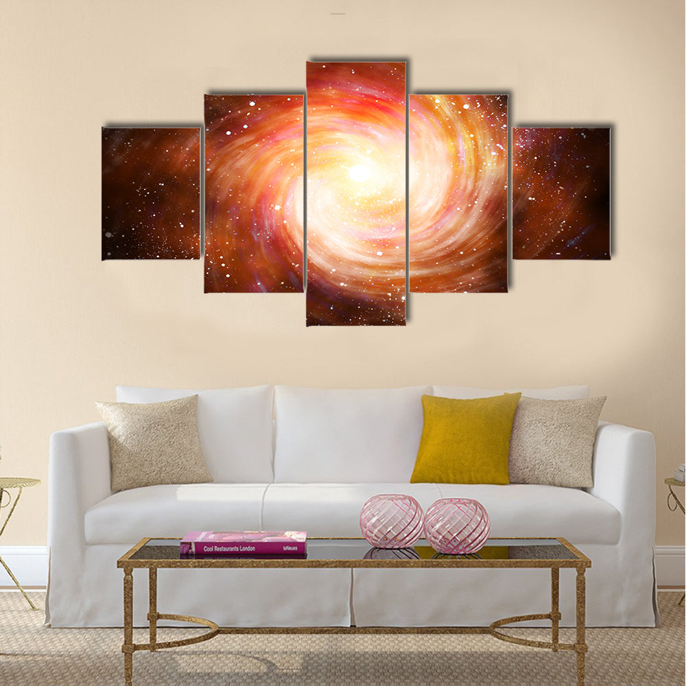 Spiral galaxy in space with stars Multi Panel Canvas Wall Art