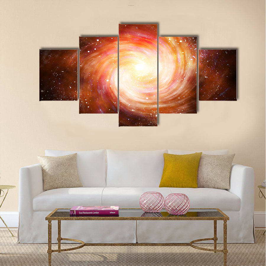 Spiral galaxy in space with stars Multi Panel Canvas Wall Art