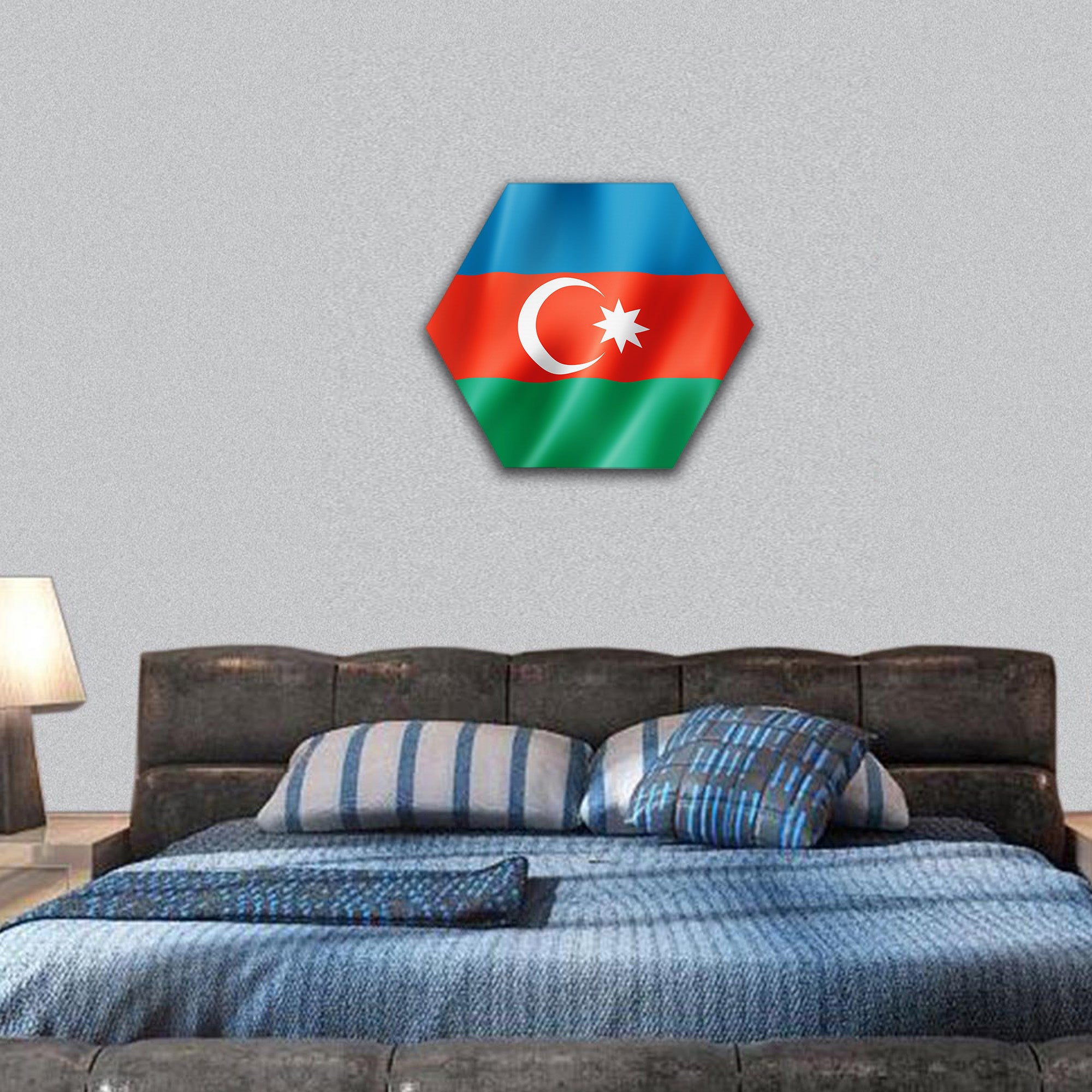 Azerbaijan flag hexagonal canvas wall art