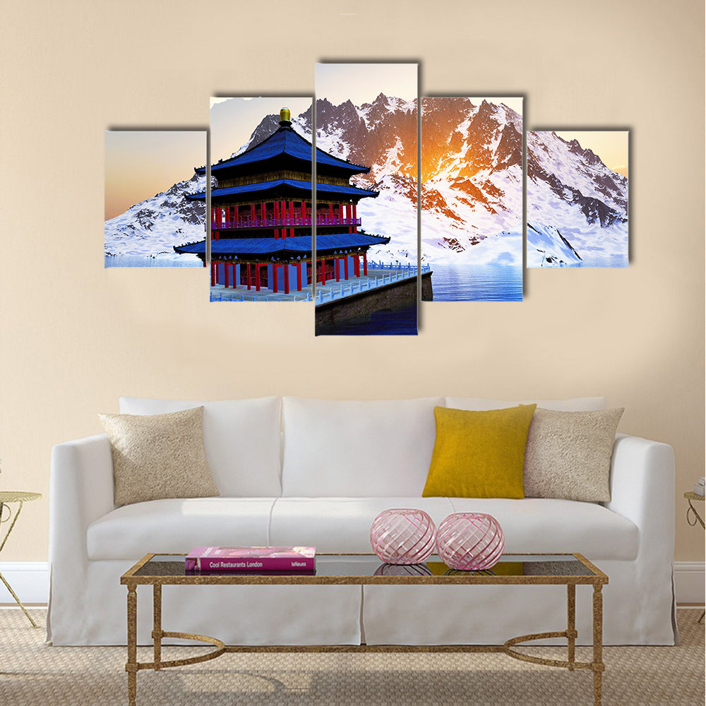 Sun temple Buddhist shrine in Bhutan Multi panel canvas wall art