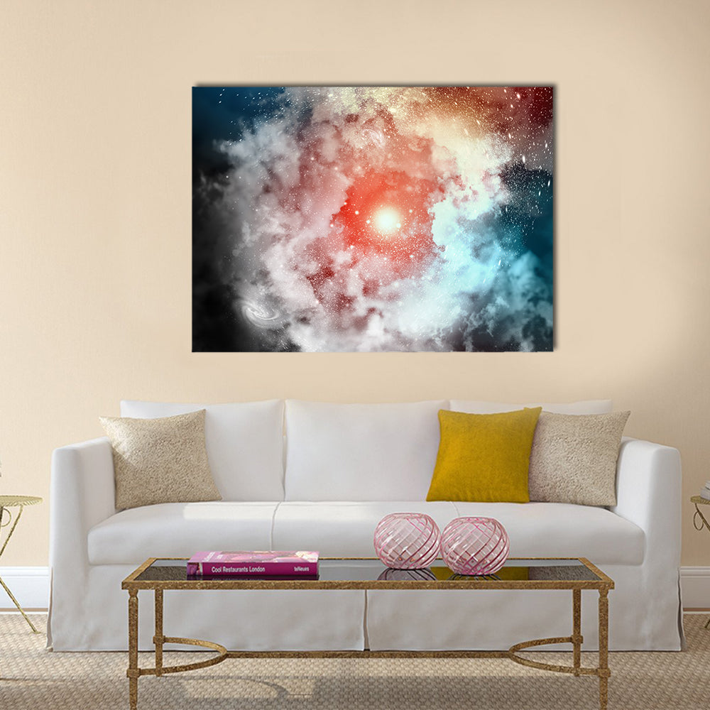 Cosmic clouds of mist on bright colorful backgrounds Multi Panel Canvas Wall Art