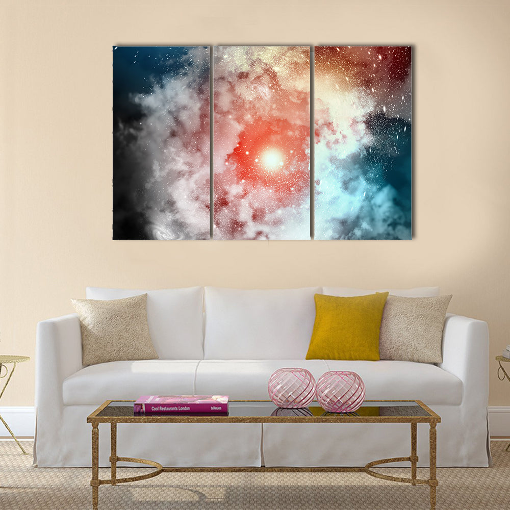 Cosmic clouds of mist on bright colorful backgrounds Multi Panel Canvas Wall Art