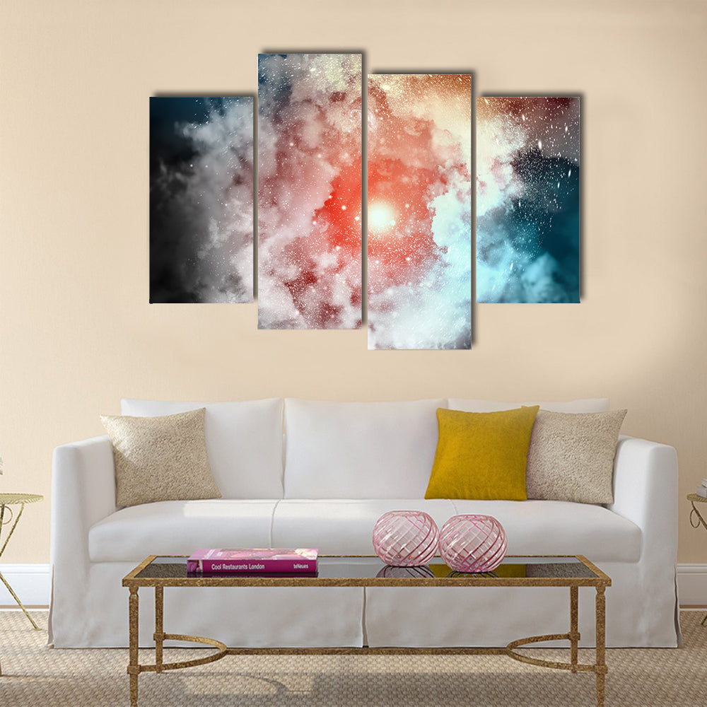 Cosmic clouds of mist on bright colorful backgrounds Multi Panel Canvas Wall Art