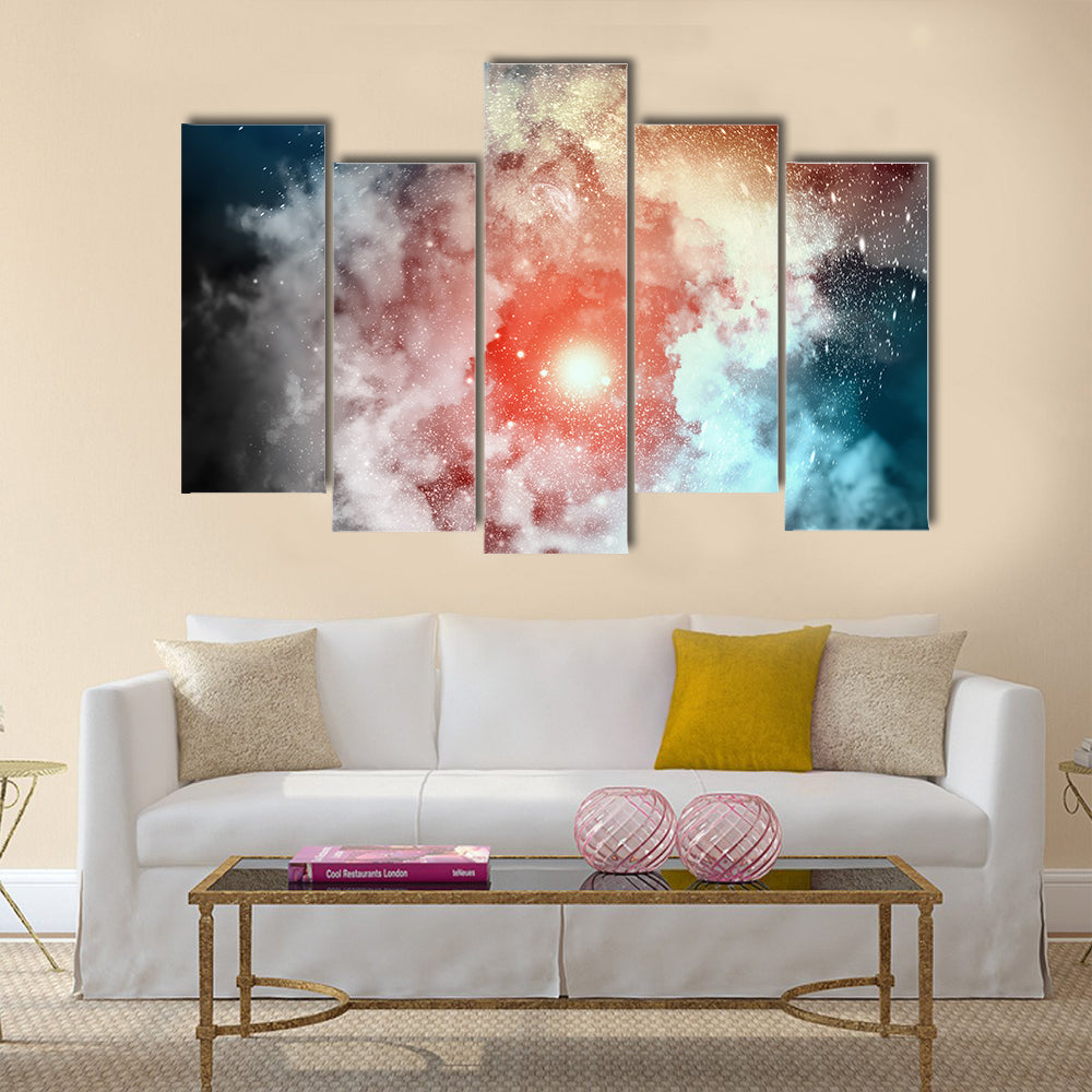 Cosmic clouds of mist on bright colorful backgrounds Multi Panel Canvas Wall Art