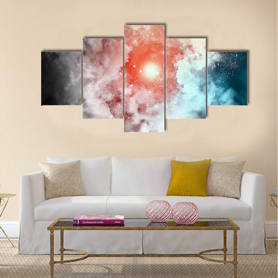 Cosmic clouds of mist on bright colorful backgrounds Multi Panel Canvas Wall Art