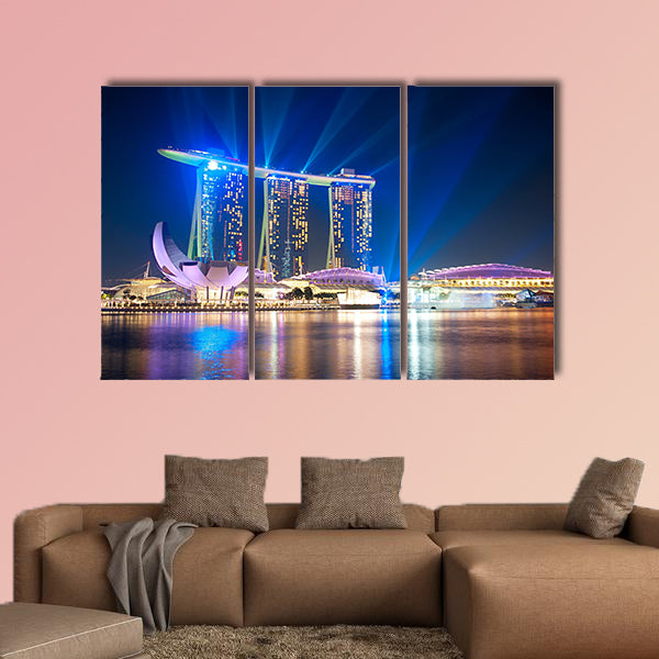 Marina Bay Sands Resort at night multi panel canvas wall art