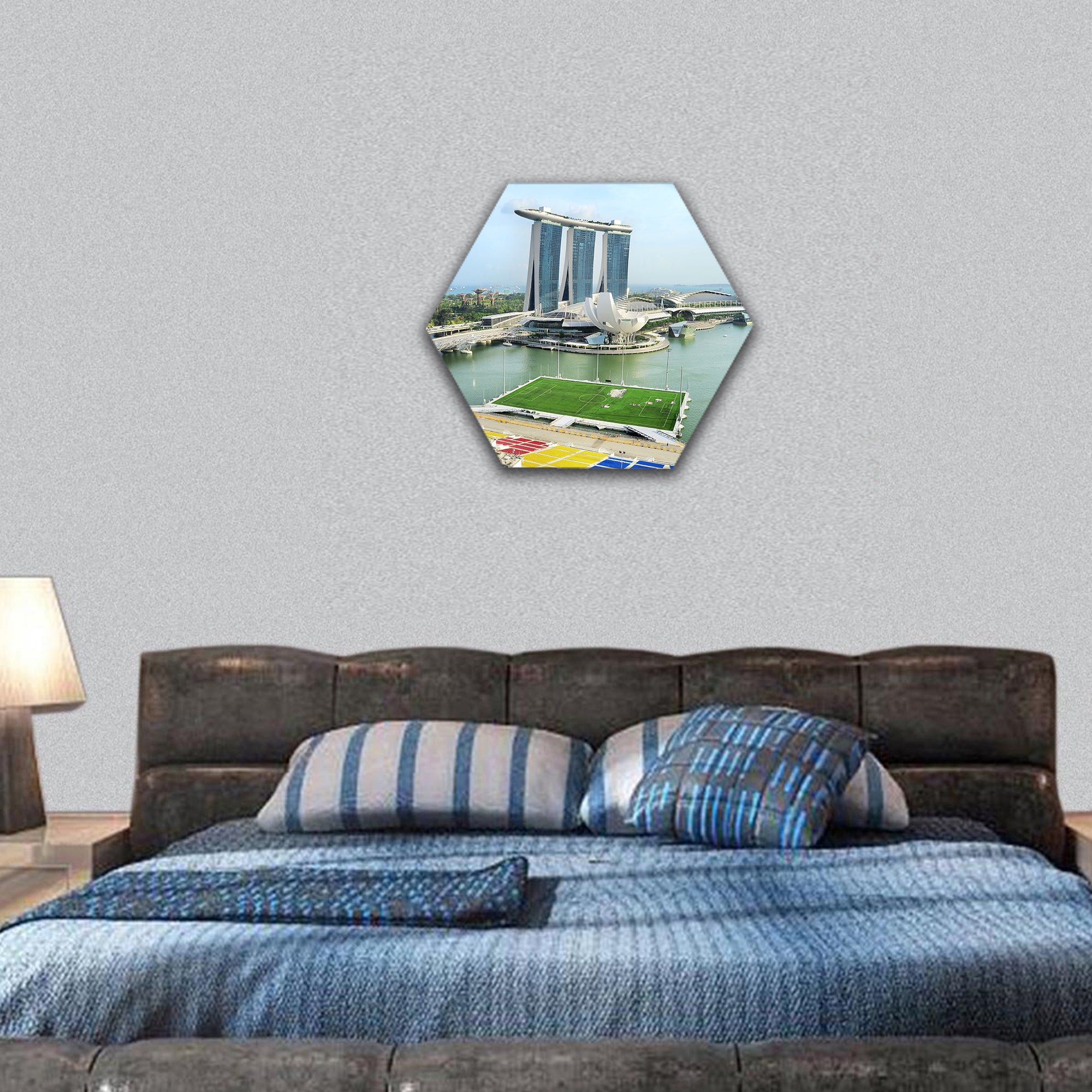 Marina Bay Sands resort and Garden by Bay in Singapore hexagonal canvas wall art