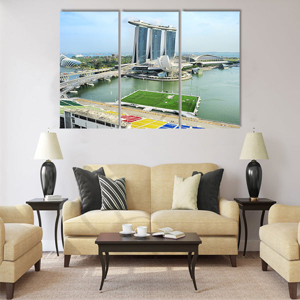 Aerial view on Marina Bay Floating Platform Multi panel canvas wall art