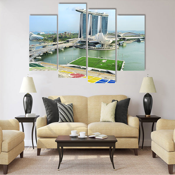 Aerial view on Marina Bay Floating Platform Multi panel canvas wall art