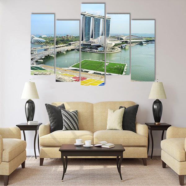 Aerial view on Marina Bay Floating Platform Multi panel canvas wall art