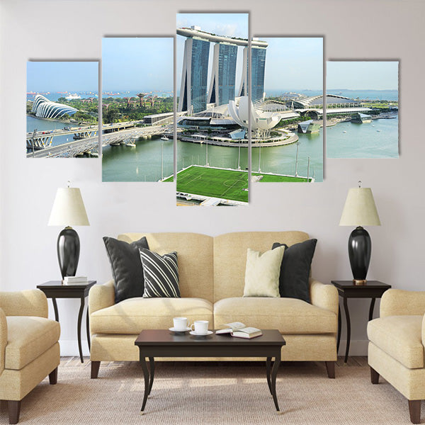 Aerial view on Marina Bay Floating Platform Multi panel canvas wall art