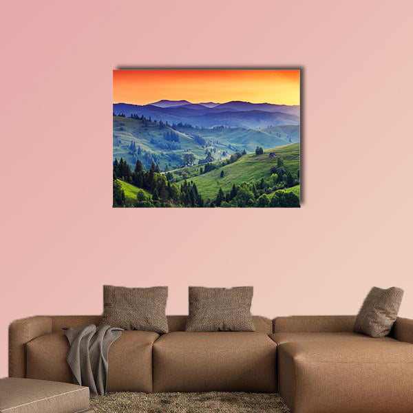 Majestic sunset in the mountains landscape. Dramatic sky. Carpathian, wall art