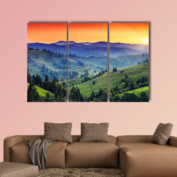 Majestic sunset in the mountains landscape. Dramatic sky. Carpathian, wall art