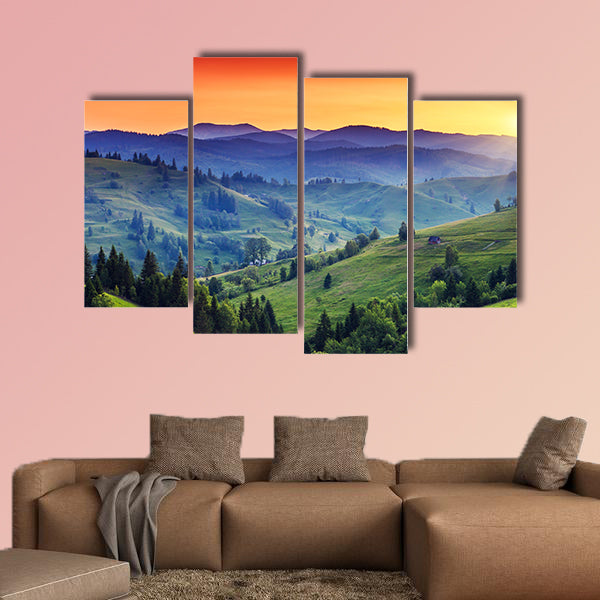 Majestic sunset in the mountains landscape. Dramatic sky. Carpathian, wall art